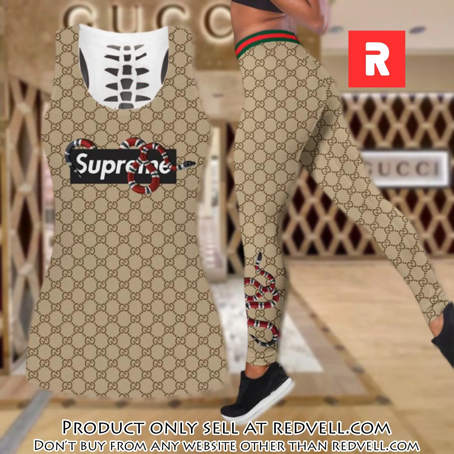 Gucci snake tank top leggings set luxury brand for women yoga gym rv4820049